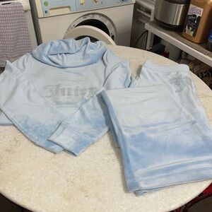 Juicy Couture y2k frosted blue velour rhinestone bling tracksuit size small